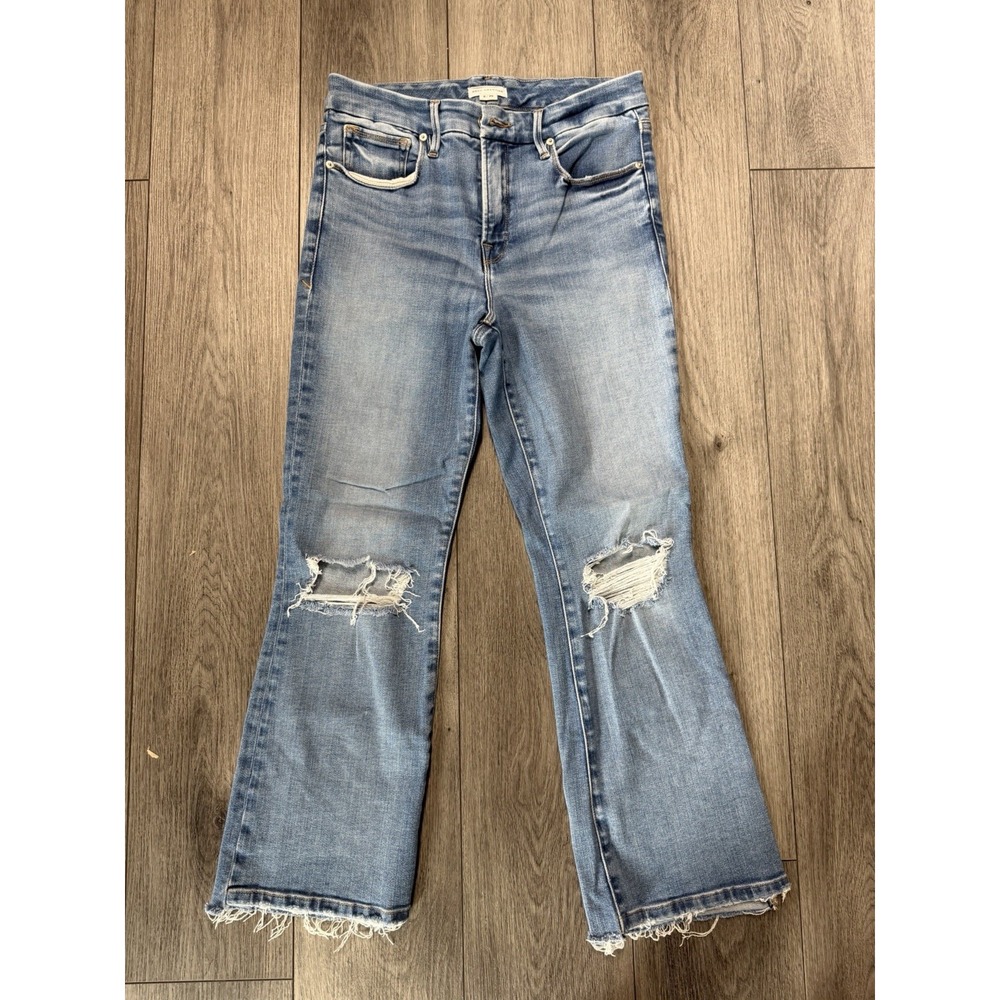 Good American Good Legs Crop Mini Boot Jean In Indigo Women's Size 8/29